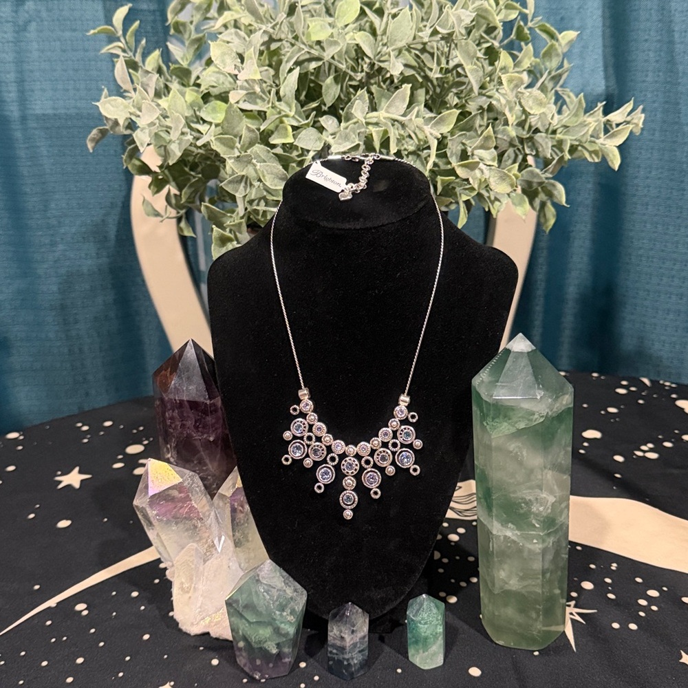 🆕🌟NWT BRIGHTON VINTAGE! Halo Burst TANZANITE SWAROVSKI CRYSTAL NECKLACE -RETIRED